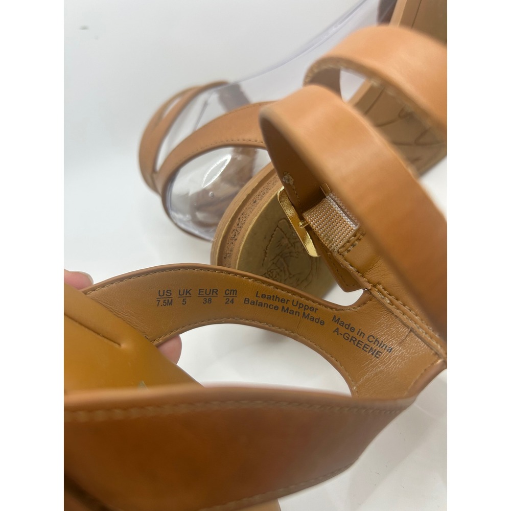 Sarto by Franco Sarto Greene Tan Leather Ankle Strap Flat Sandals Womens 7.5 M - Picture 8 of 10